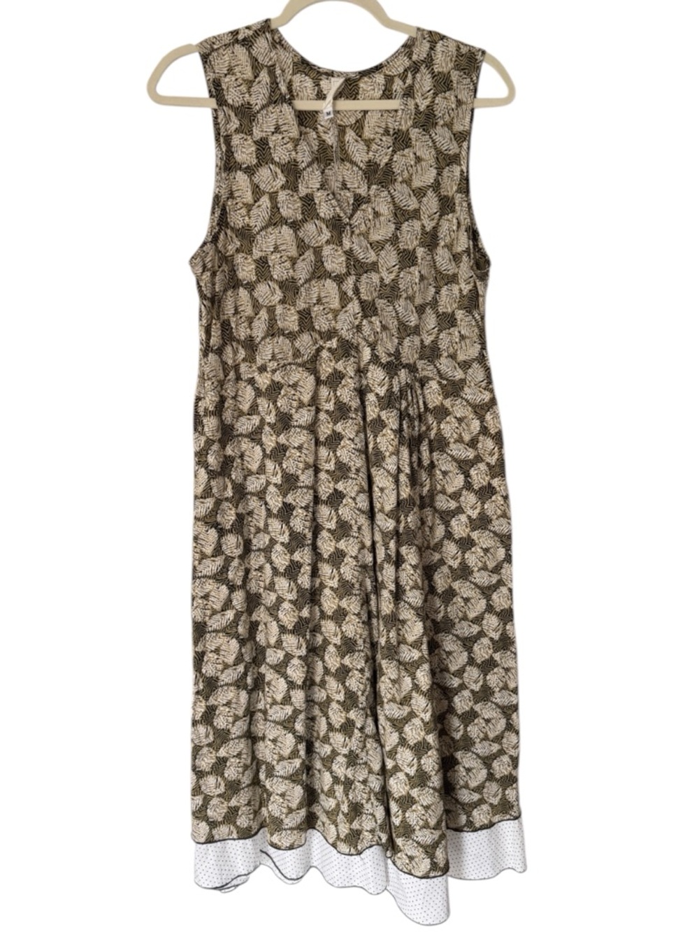 Neesh by DAR Vintage Cotton Midi Dress 
Leaf Print Lagenlook Made in USA Size M
